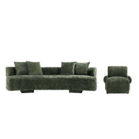 Verandah Mid-Century Modern 2-Piece Sofa Set in Olive Green 