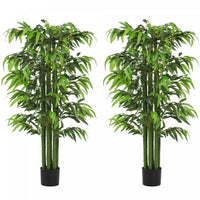 HOMCOM 5.3ft Artificial Tree Bamboo for Indoor Home Decor, Set of 2, Green
