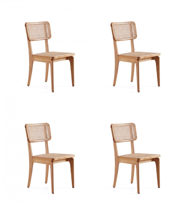 Giverny Industry Chic Wood Dining Chair in Natural - Set of 4