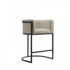 Cosmopolitan Mid-Century Modern Metal Upholstered Counter Stool in Stone Gray | Tabouret de comptoir moderne du milieu du siecle Cosmopolitan en metal et tissu, gris pierre