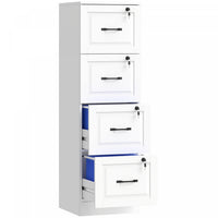 HOMCOM 4 Drawer File Cabinet with Lock, Vertical Filing Cabinet, White