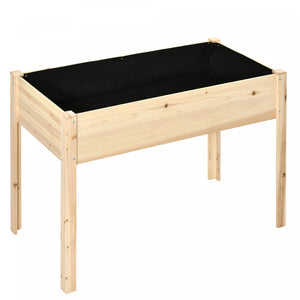 Outsunny 46'' X 24'' Raised Garden Bed, Wooden Elevated Planter Box With Non-woven Liner For Vegetable, Flower, Herb In Patio, Backyard, Balcony