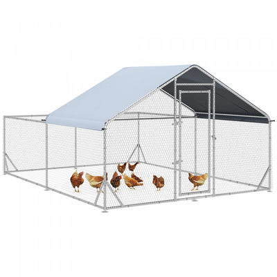 Pawhut Large Metal Chicken Coop, Hen Run House With Anti-ultraviolet Cover, Walk-in Poultry Cage For|Pawhut Grand Poulailler En Metal, Poulailler Pour Poules Avec Couverture Anti-uv, Cage A Volaille Po