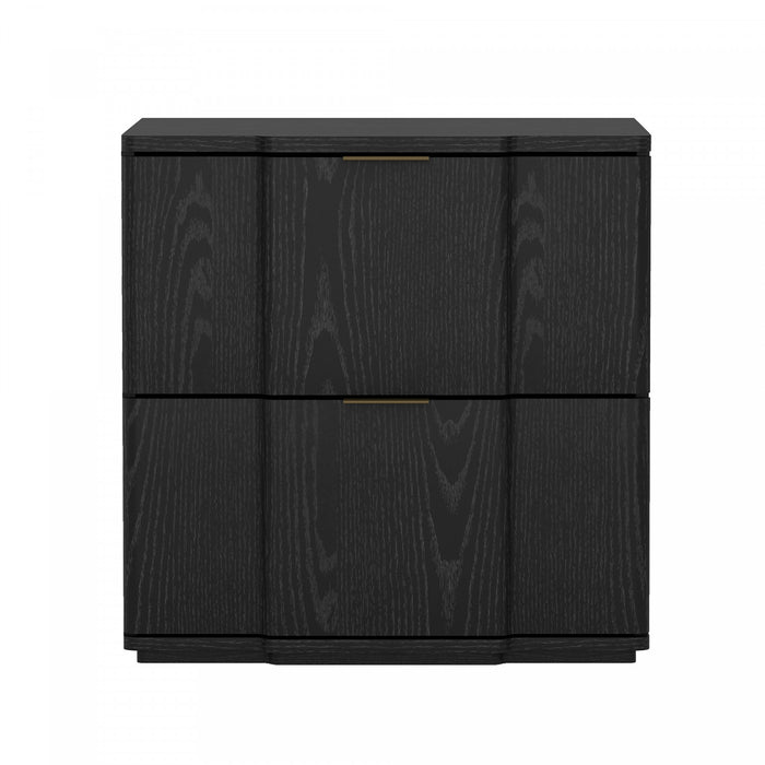 Clive Mid-Century Modern 22\" Nightstand in Black and Gold (2-Drawer)