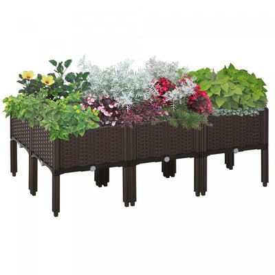 Outsunny 6-piece Raised Garden Bed Pp Raised Flower Bed Plant Stand Stackable Vegetable Herb Grow Bo|Outsunny Jardiniere Sureleve De 6 Pieces En Pp Sureleve Pour Plantes A Fleurs, Boite De Culture D'he