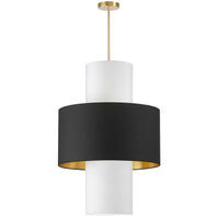 Dainolite Patrona 4 Light Pendant Aged Brass Black/Gold/White Shades Lamp