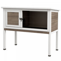 Pawhut Wooden Rabbit Hutch Bunny Small Animal House With Openable Asphalt Roof, Slide-out Tray, Indoor/outdoor, Brown