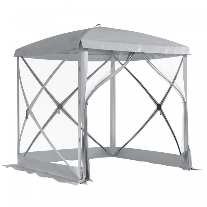 Outsunny Pop-up Screen House Gazebo Camping Instant Setup Tent, Light Grey