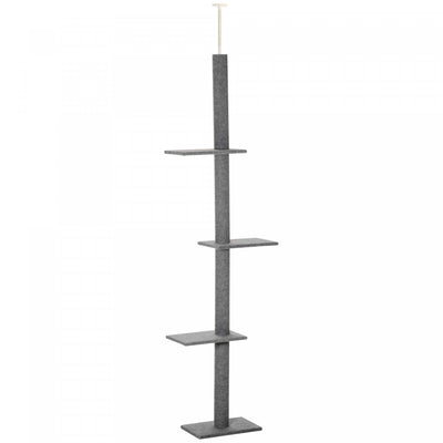 Pawhut 100" Floor To Ceiling Cat Tree W/ 3 Perches Activity Center For Kittens Cat Tower Furniture, |Pawhut 100" Arbre A Chat Du Sol Au Plafond Avec 3 Perchoirs Centre D'activites Pour Chatons Cat Towe