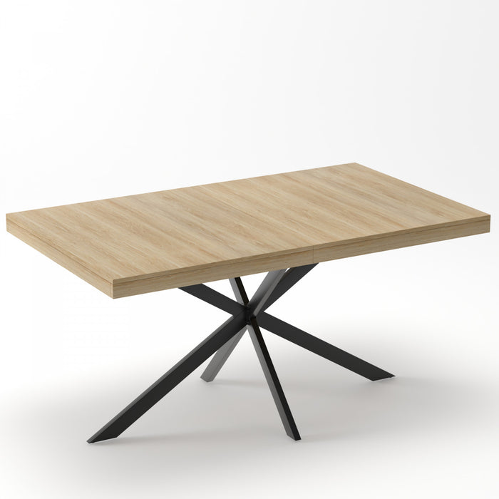 Ethan Retro Rectangular Extendable Dining Table with Hidden Storage,Natural