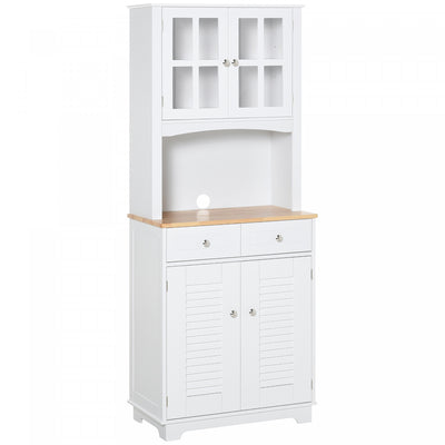 HOMCOM Coastal Kitchen Buffet and Hutch Wooden Cabinet Dining Room