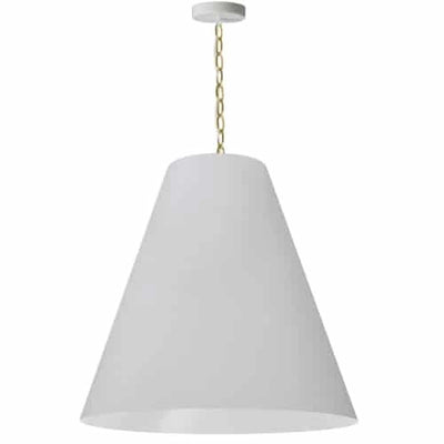 Dainolite Anaya 1 Light Pendant Large Aged Brass White Shade Lamp|Grand luminaire suspendu Anaya de Dainolite avec abat-jour blanc, fini laiton vieilli et 1 ampoule