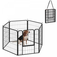 PawHut 6 Panels Dog Playpen, Portable Heavy Duty Pet Fence with Door & Strap, 31.5