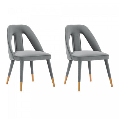 Neda Modern Upholstered Velvet Dining Chair in Gray - Set of 2 | Chaise de salle a manger moderne Neda en velours gris - Lot de 2