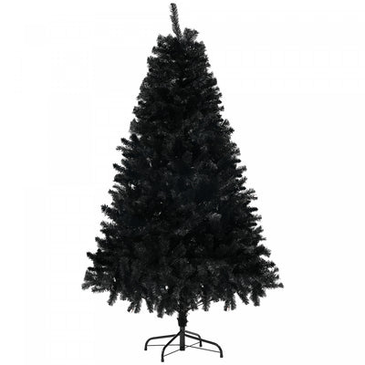 Homcom 5ft Artificial Christmas Tree With Auto Open, Steel Base, Black|Homcom Sapin De Noel Artificiel De 5 Pieds Avec Ouverture Automatique, Noir