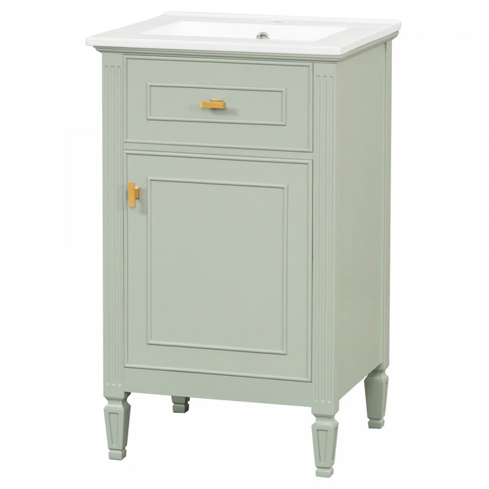 Jocelyn 20\" Bathroom Vanity with Ceramic Sink and Solid Rubberwood Frame, Green