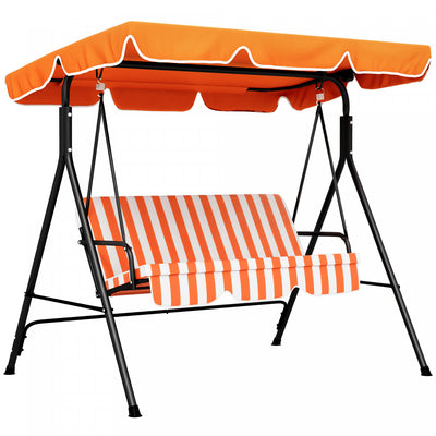 Outsunny 3-seat Patio Swing Chair With Adjustable Canopy Orange|Outsunny Balancoire De Patio 3 Places Avec Auvent Reglable, Orange