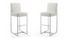 Element Modern Metal Upholstered Barstool in Pearl White - Set of 2