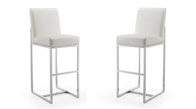 Element Modern Metal Upholstered Barstool in Pearl White - Set of 2 | Tabouret de bar moderne en metal et tissu Element, blanc perle - Lot de 2