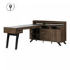 Helsy L-Shaped Desk with Power Bar and Removable Hutch Natural Walnut - South Shore