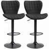HOMCOM Bar Stools Set of 2 Adjustable Height Swivel Bar Chairs with Back