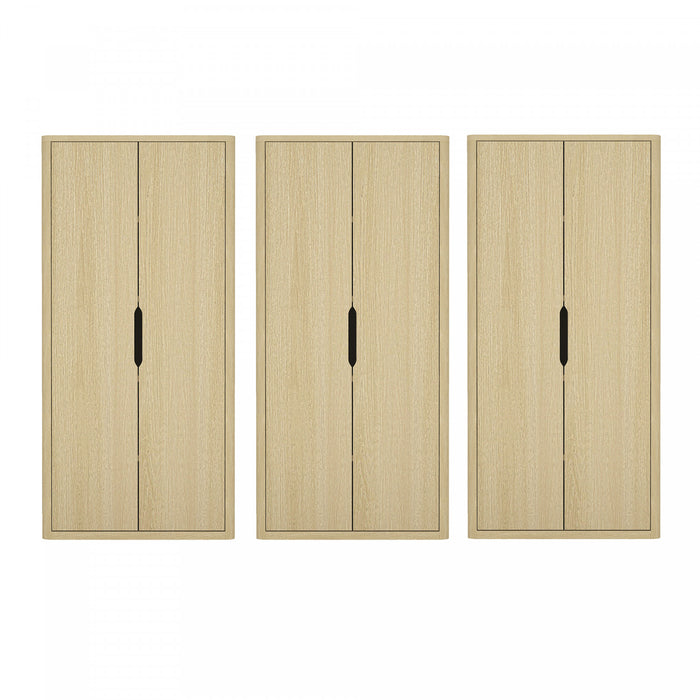 Rivington Modern 38\" Bookcase Cabinet in Natural Oak - Set of 3