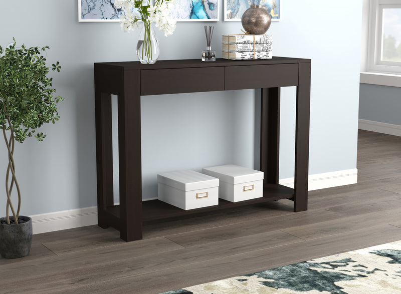 40” Console Table With 2 Drawers And Shelf - Cappuccino 
