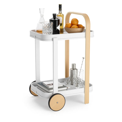Umbra Modern Bellwood Steel Bar & Storage Cart - White and Natural|Chariot-bar et de rangement moderne Bellwood de Umbra en acier - blanc et naturel