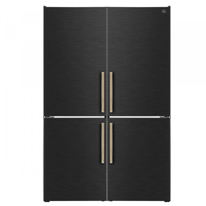 Forno Custodia 48\" Bottom Freezer combo, 20.6 cu.ft., Ice Maker, Total No frost, Black - FFFFD1766-48BLK Refrigerator
