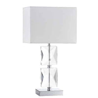 Dainolite Crystal 1 Light Table Lamp Square Crystal Polished Chrome White Shade