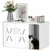 Pawhut Cat Litter Box Enclosure, Hidden Cat Litter Box Furniture With Scratching Board, Cat House End Table Fit For Most Litter Box And Cats, 31.5\" X 19\" X 20\", White