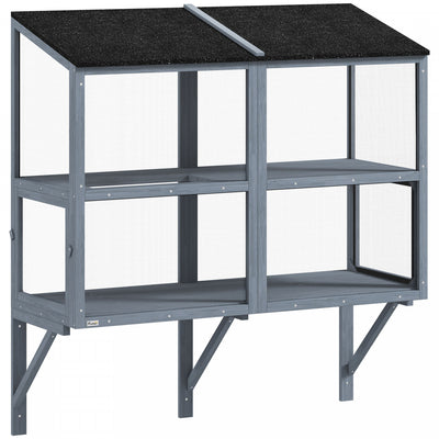 PawHut Window Cat Catio, Outdoor Cat House w/ Metal Mesh, 2 Tiers Outdoor Enclosure for Indoor Pet, Expandable Safe Window Perch for Sunbathing, Napping & Overlooking, 51.2"L