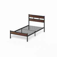 Roman Bamboo and Metal Platform Bed with Headboard - Twin Size 