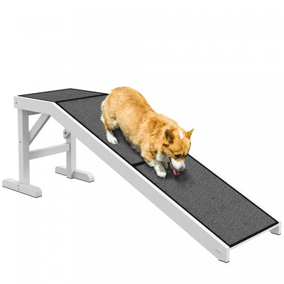 Pawhut Pet Ramp Bed Steps For Dogs Cats Non-slip Carpet Top Platform Pine Wood 59"l X 16"w X 20"h Wh|Pawhut Pet Rampe Marches De Lit Pour Chiens Chats Tapis Antiderapant Plate-forme En Bois De Pin 59.7
