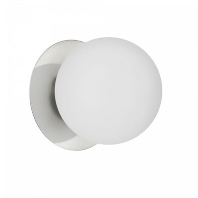 Dainolite Burlat 1 Light Wall Sconce Polished Chrome White Glass Lamp|Applique murale Burlat de Dainolite en verre blanc, avec fini chromé poli et 1 ampoule