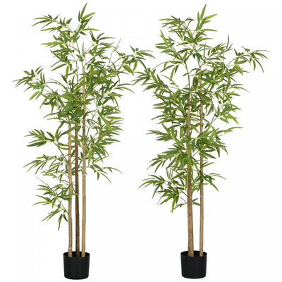 HOMCOM 2 Piece 6ft Artificial Tree Bamboo for Indoor Home Decor