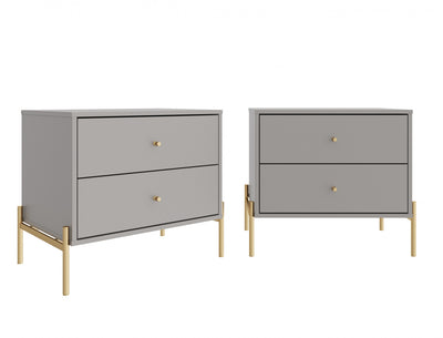 Jasper Modern 25" Nightstand in Sage Gray (2-Drawer) - Set of 2 | Table de nuit Jasper Moderne 25" en gris sauge (2 tiroirs) - Lot de 2