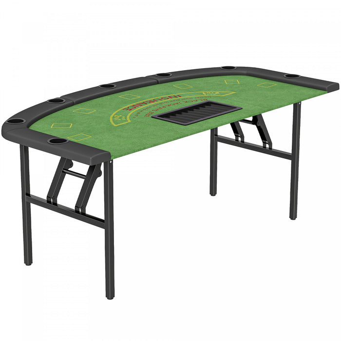 Soozier 72\" Folding Poker Table, Portable 8 Player Blackjack Table, Green
