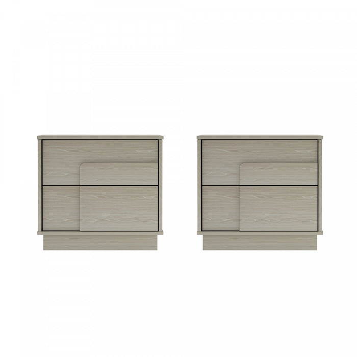 Horizon Modern 22\" Nightstand in Whitewashed Oak (2-Drawer) - Set of 2