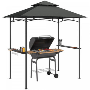 Outsunny 8' X 5' Grill Gazebo, Double Tiered Barbecue Gazebo, Dark Grey