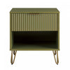Dumbo Modern 20\" Fluted Nightstand in Olive Green (1-Drawer)