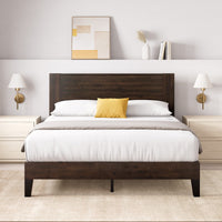 Tonja Wood Platform Bed with Headboard in Dark Brown - King Size 
