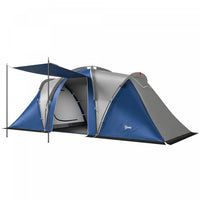 Outsunny Multi-Room Camping Tent for 8-12 Person, Navy Blue & Light Grey