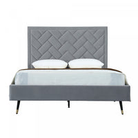Crosby Modern Upholstered Velvet Queen Bed in Gray 