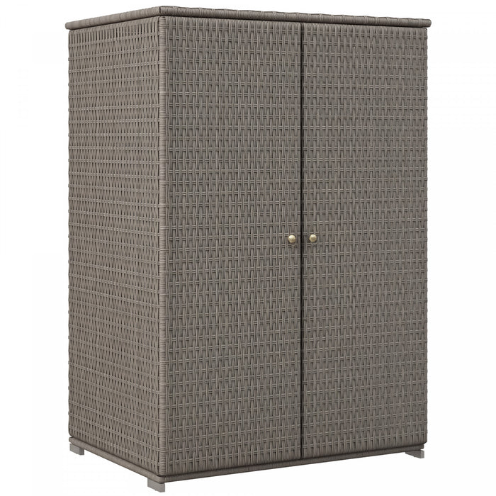 Outsunny Wicker Outdoor Storage Cabinet, Pool Towel Storage Cabinet, Grey