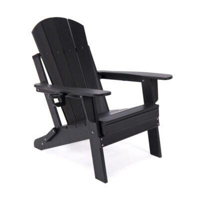 Lake Country Outdoors High-Density Polyethylene Adirondack Chair - Black Patio Seat