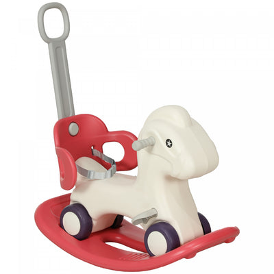 Qaba Rocking Horse, 4 In 1 Baby Ride On Horse, Push Car, Sliding Car With Detachable Balance Board &|Qaba Cheval A Bascule 4 En 1 Pour Bebe, Voiture A Pousser, Voiture Coulissante Avec Planche D'equili