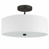 Dainolite Everly 3 Light Semi-flush Mount Matte Black White Shade Lamp