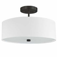 Dainolite Everly 3 Light Semi-flush Mount Matte Black White Shade Lamp
