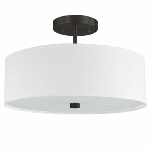 Dainolite Everly 3 Light Semi-flush Mount Matte Black White Shade Lamp